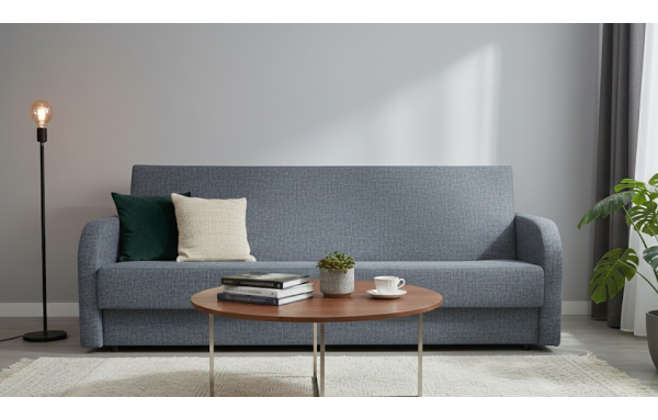 Wersalka Marcin melanż szary 05 na sprężynach z funkcją spania i pojemnikiem